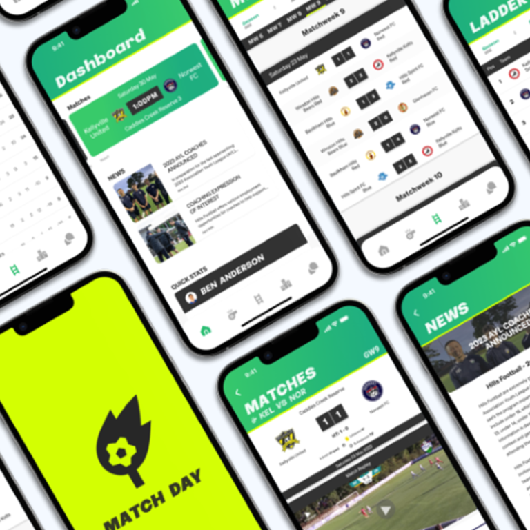 Football App Concept Screens